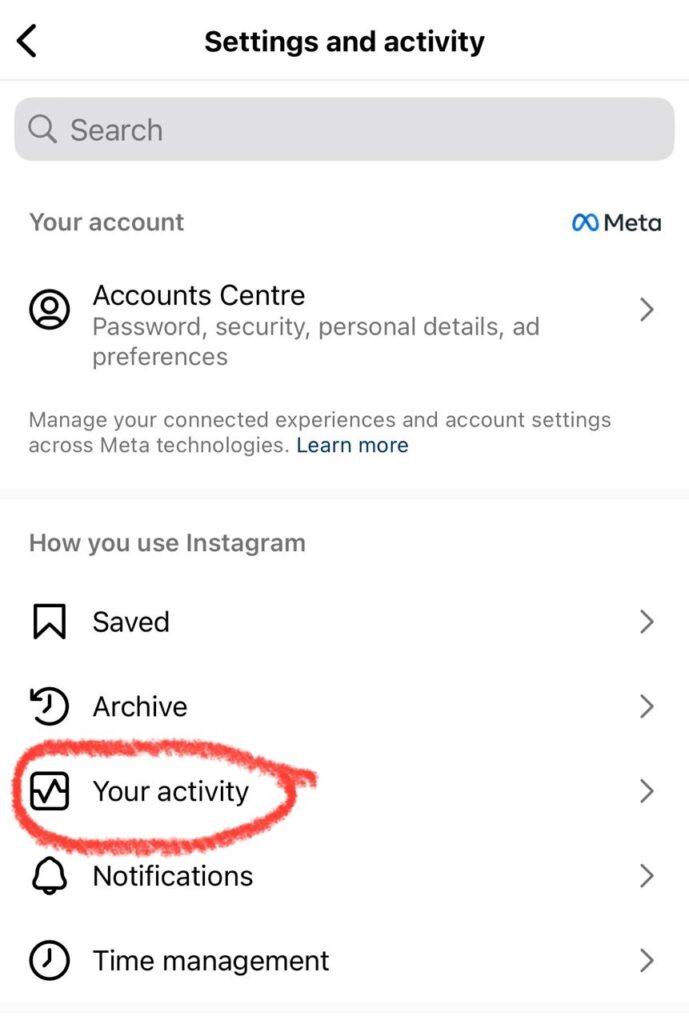 Click on your activity