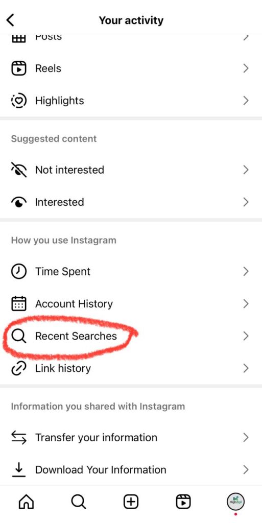Click on recent searches
