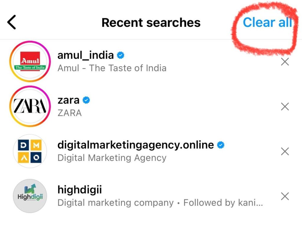 Click on clear all