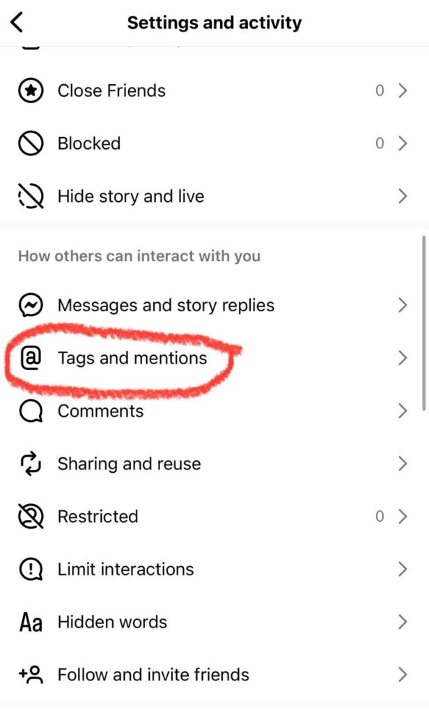 Click on tags and mention